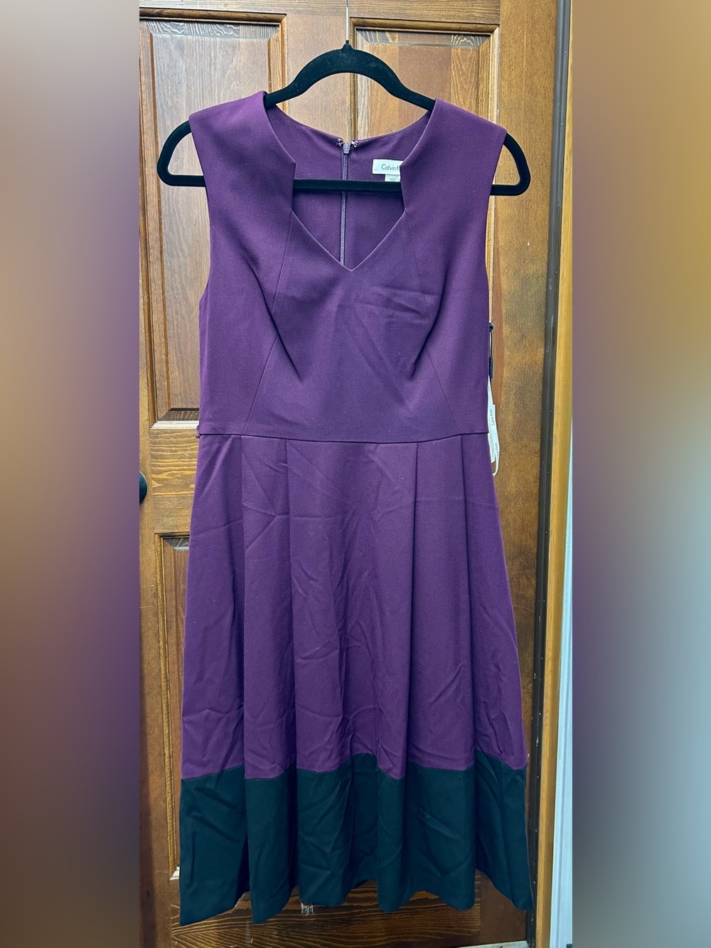 Calvin Klein Purple & Black Sheath Dress.
